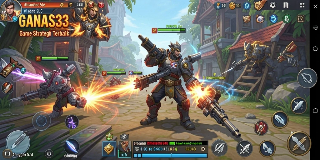 Screenshot gameplay menunjukkan pertempuran seru di GANAS33.