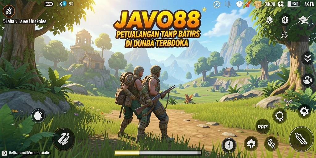 Screenshot gameplay JAVO88 menampilkan eksplorasi dunia terbuka yang dinamis.