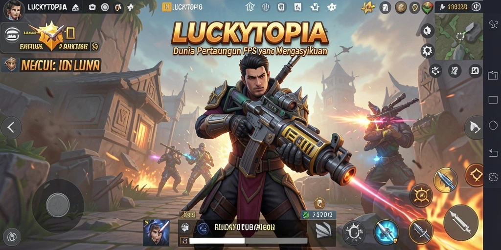 Tampilan gameplay yang menegangkan di LUCKYTOPIA.