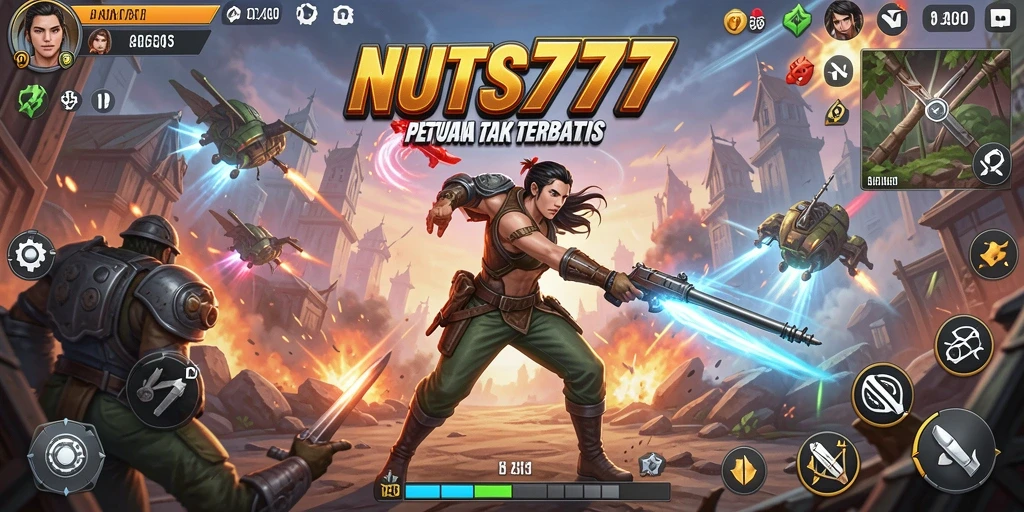 Tangkapan layar NUTS777 menunjukkan aksi intens dan grafis yang menakjubkan.