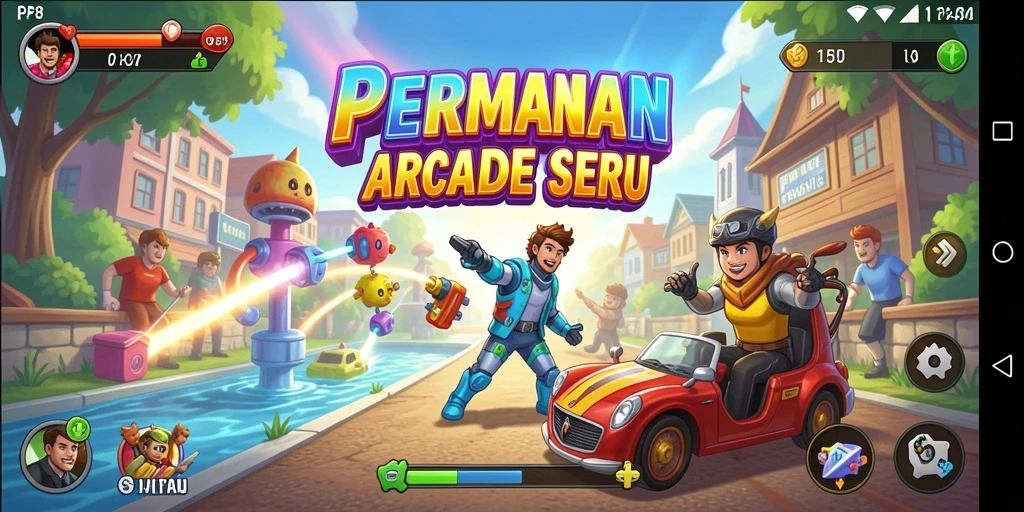 Tampilan gameplay seru RP8 dengan tantangan Arcade yang menarik.