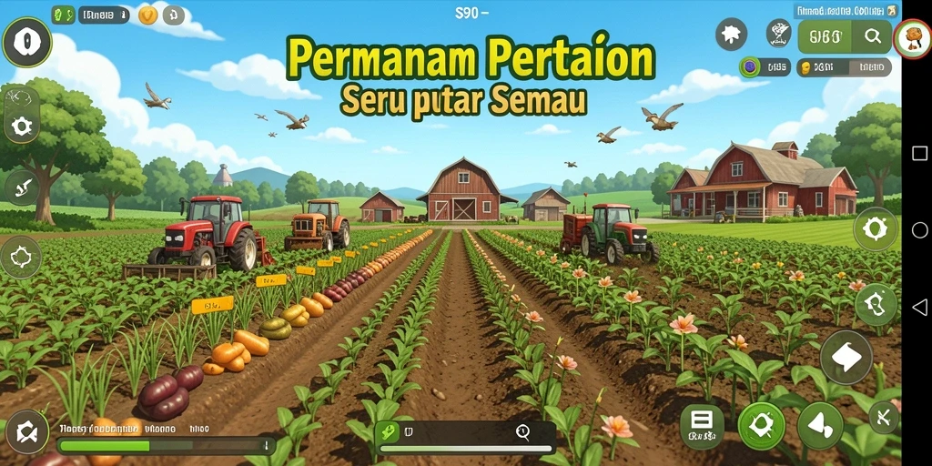 Tampilan gameplay S80 dengan aktivitas bertani yang seru.